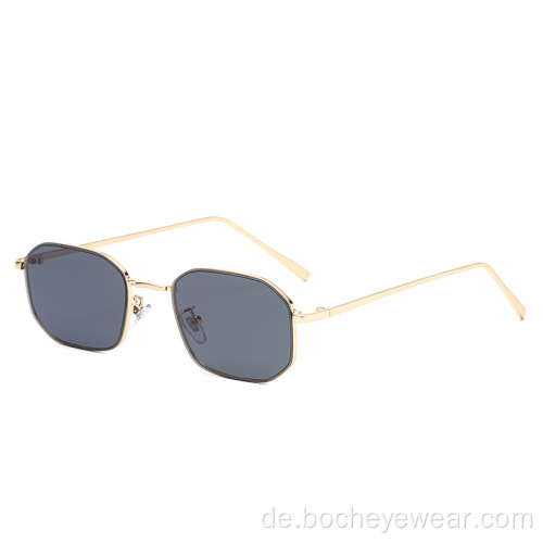 Neue Mode-Polygon-Sonnenbrille mit kleinem Rahmen, europäische und amerikanische Trend-Metallsonnenbrille, Streetstyle-Sonnenbrille s21039